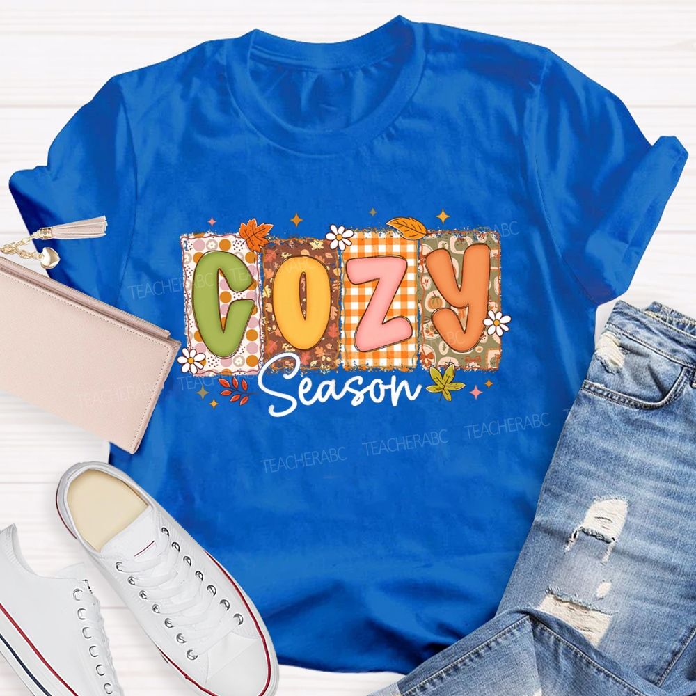 Cozy Season All Things Fall And Cozygh Shelves Teacher T-shirt