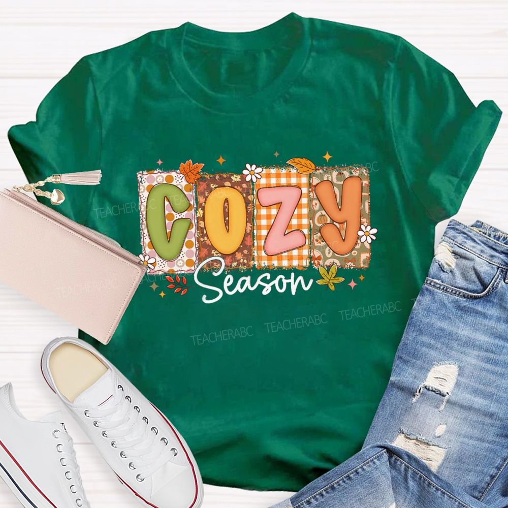 Cozy Season All Things Fall And Cozygh Shelves Teacher T-shirt