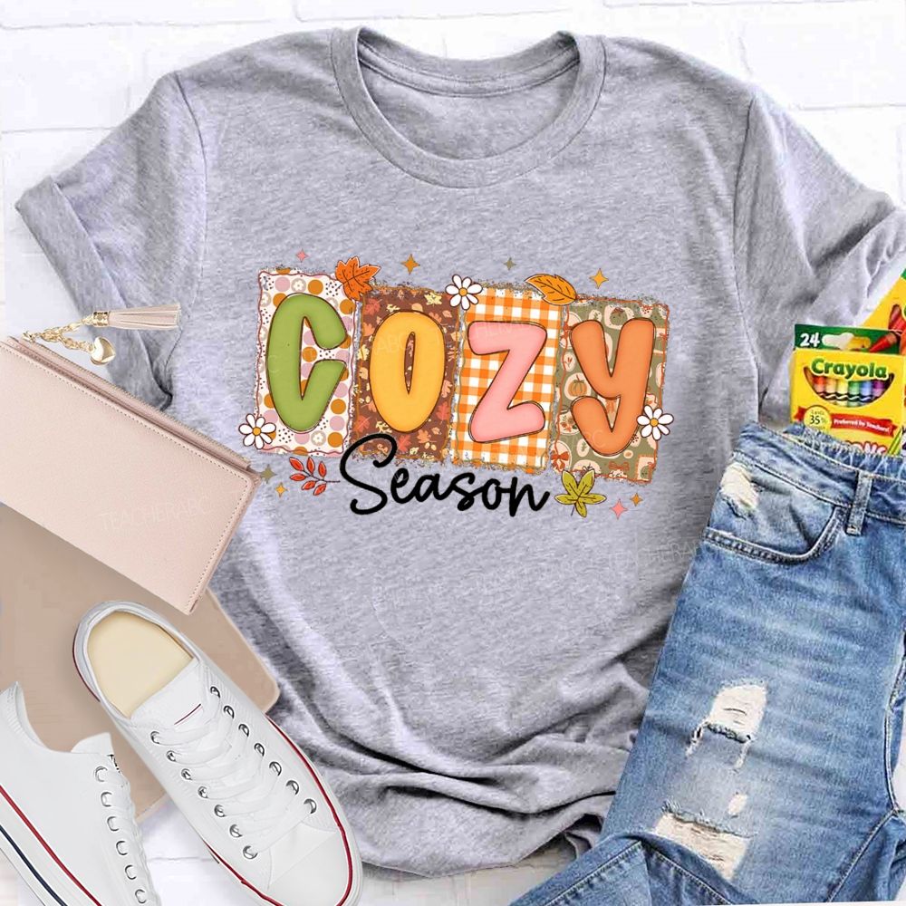 Cozy Season All Things Fall And Cozygh Shelves Teacher T-shirt