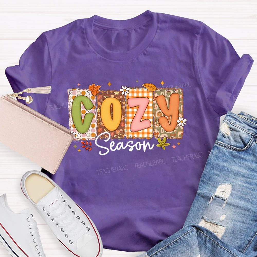 Cozy Season All Things Fall And Cozygh Shelves Teacher T-shirt