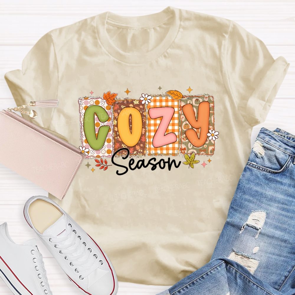 Cozy Season All Things Fall And Cozygh Shelves Teacher T-shirt