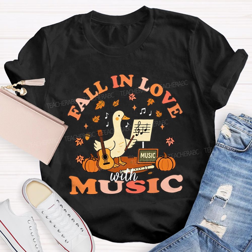 Fall In Love With Music Autumn Melody Lover T-shirt
