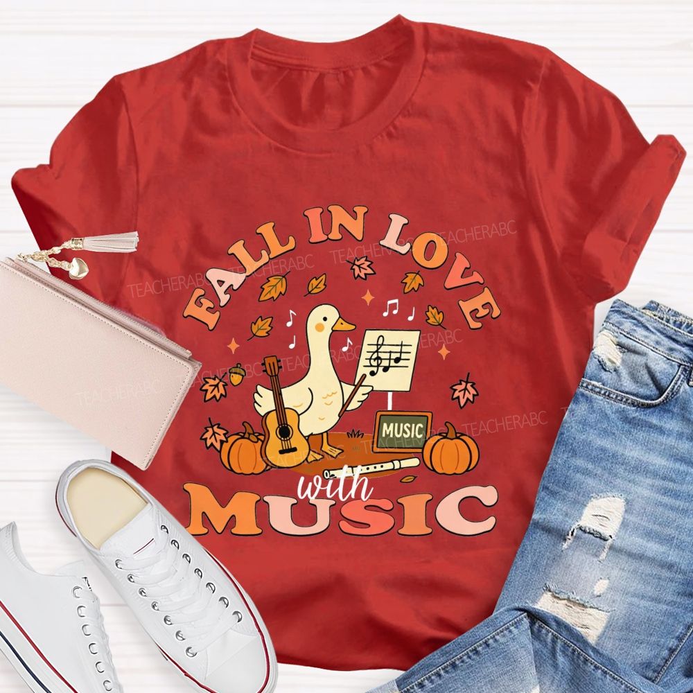 Fall In Love With Music Autumn Melody Lover T-shirt