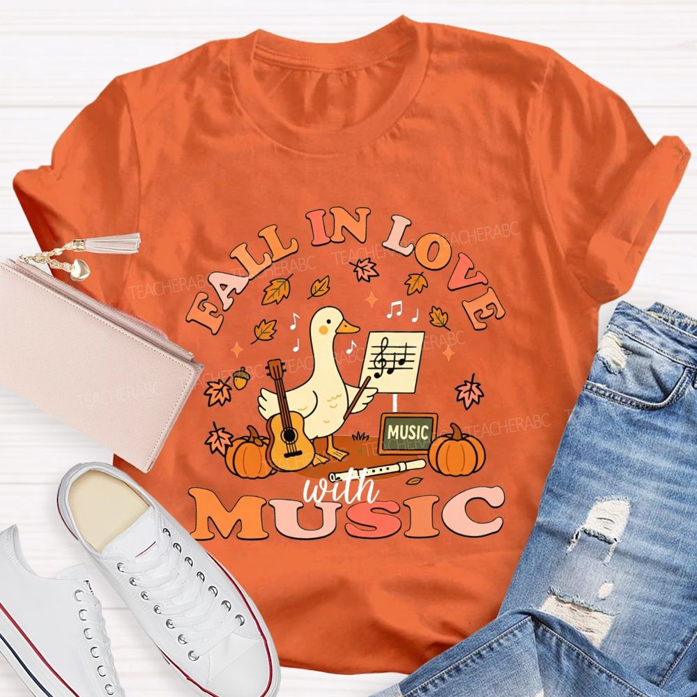 Fall In Love With Music Autumn Melody Lover T-shirt