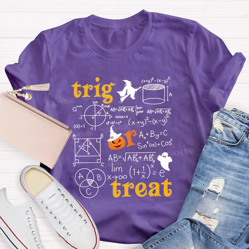Math Teacher Halloween Vibes Trig Or Treat Teacher T-shirt