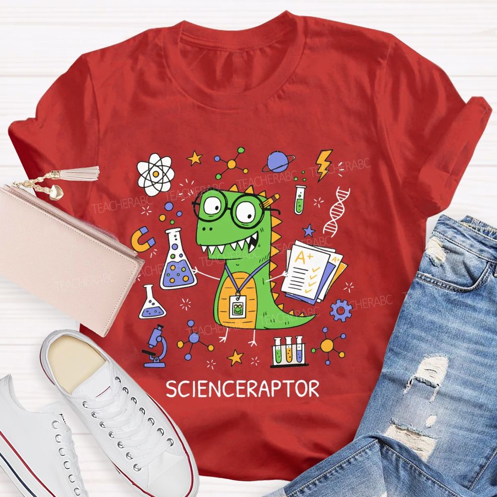 Scienceraptor Doing Experiments One Beaker At A Time Teacher T-shirt