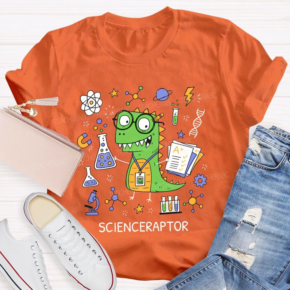 Scienceraptor Doing Experiments One Beaker At A Time Teacher T-shirt