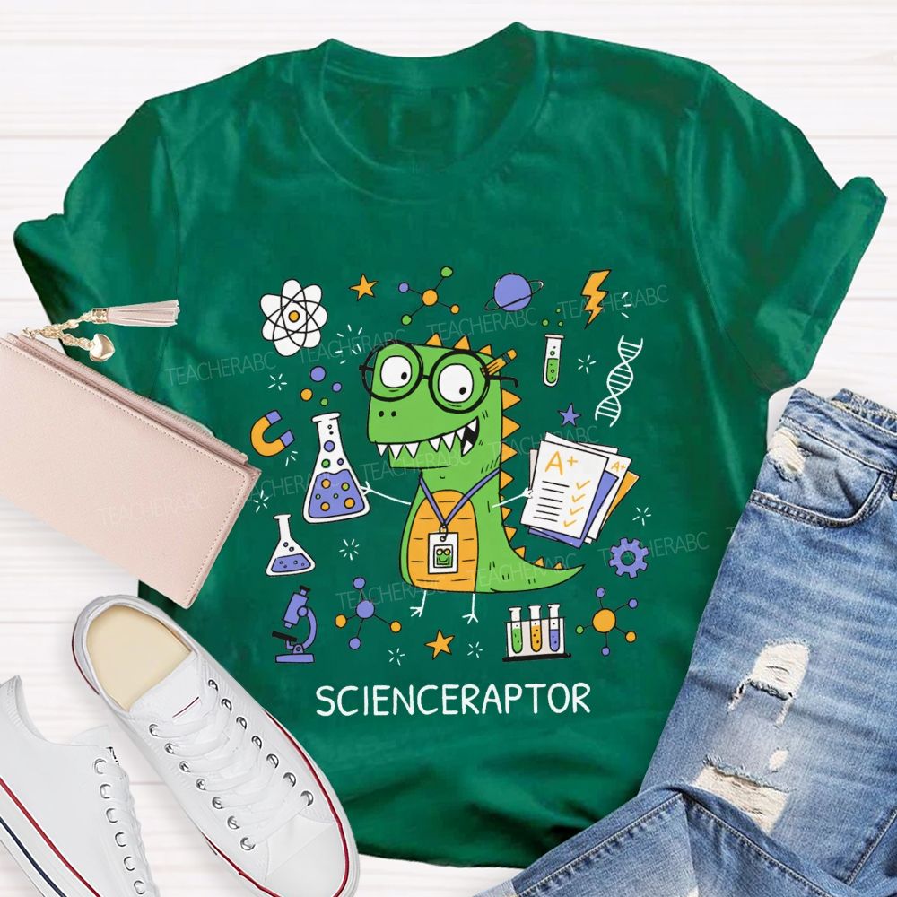 Scienceraptor Doing Experiments One Beaker At A Time Teacher T-shirt