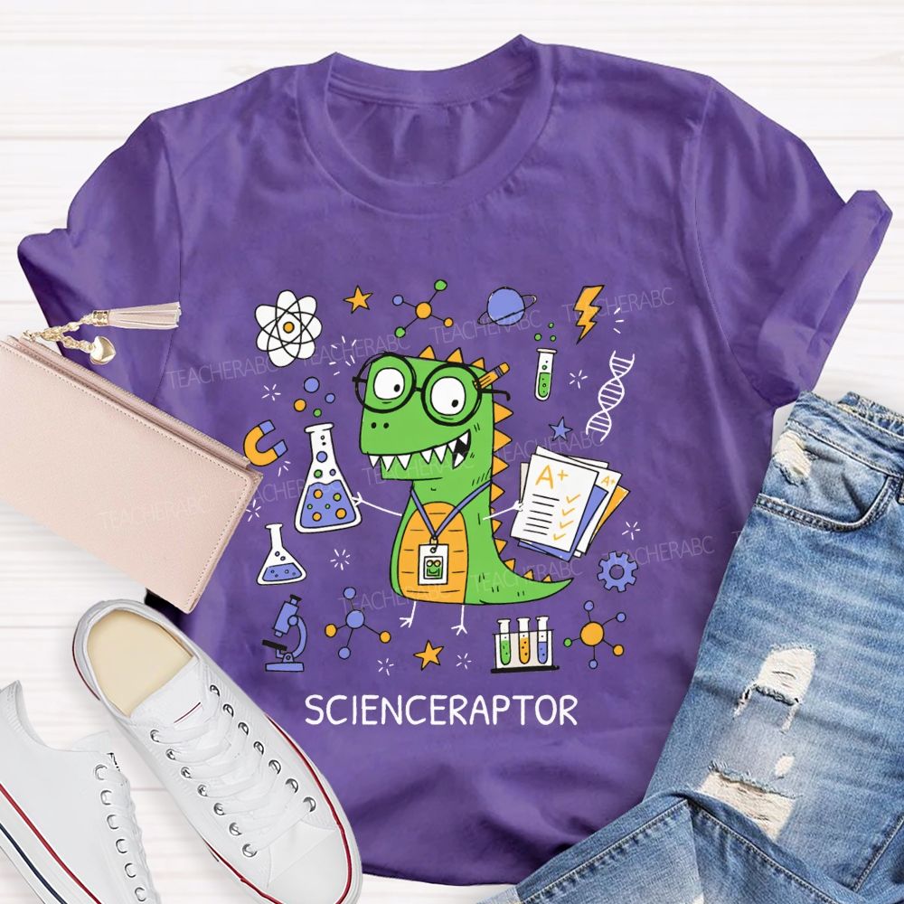 Scienceraptor Doing Experiments One Beaker At A Time Teacher T-shirt