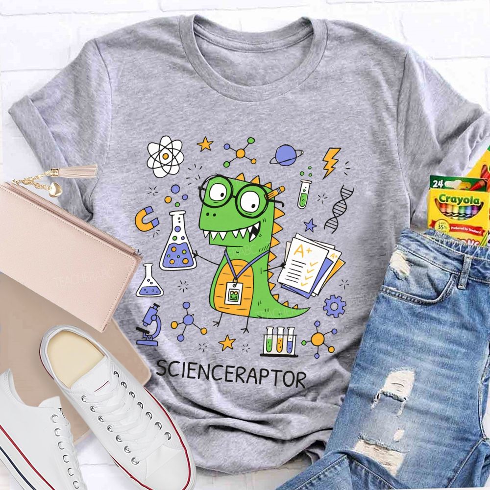 Scienceraptor Doing Experiments One Beaker At A Time Teacher T-shirt