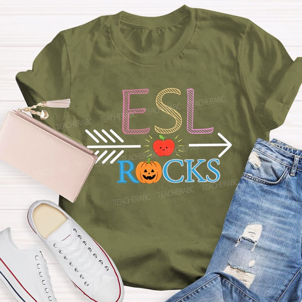 Esl Rocks Teaching Esl All Autumn Long Teacher T-shirt