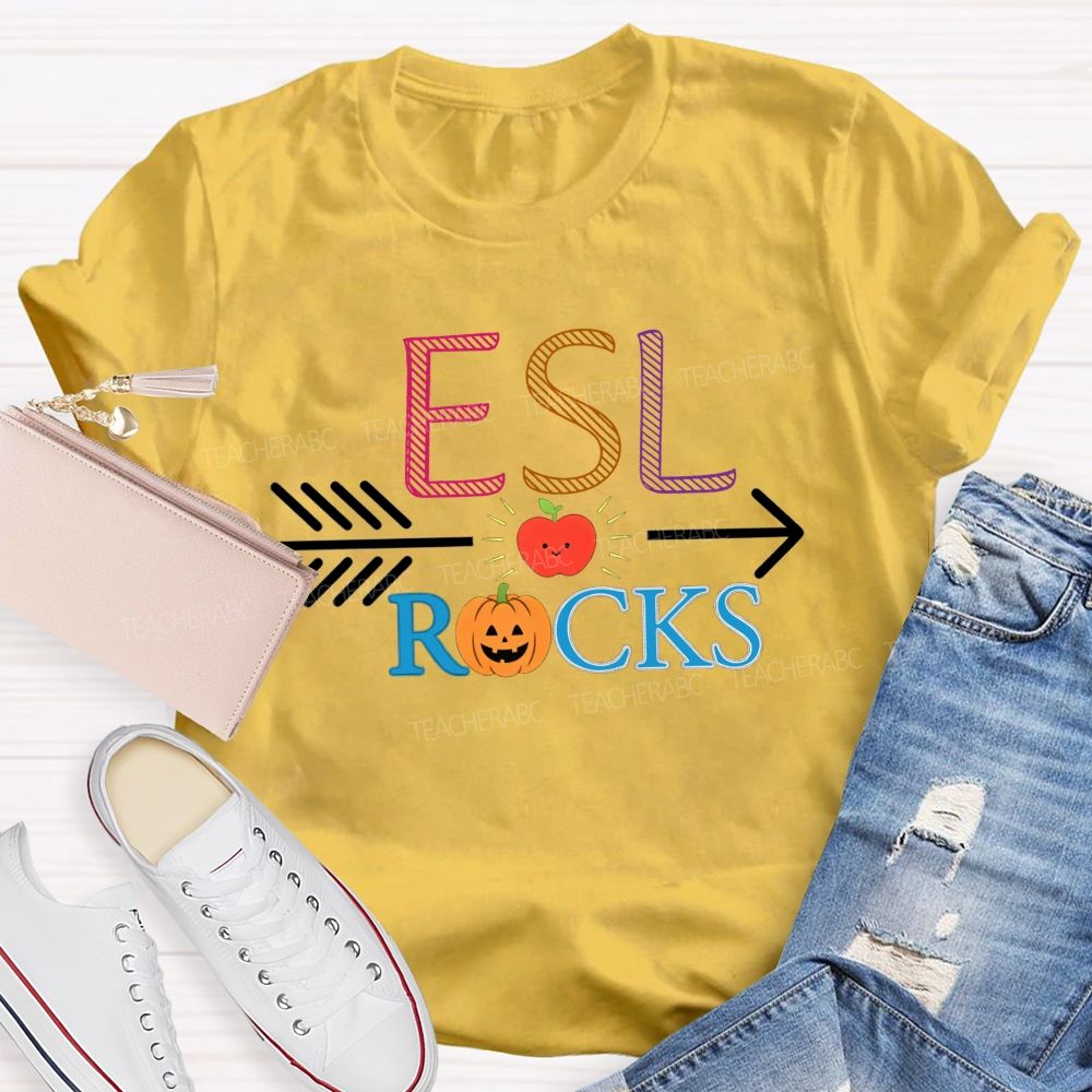 Esl Rocks Teaching Esl All Autumn Long Teacher T-shirt