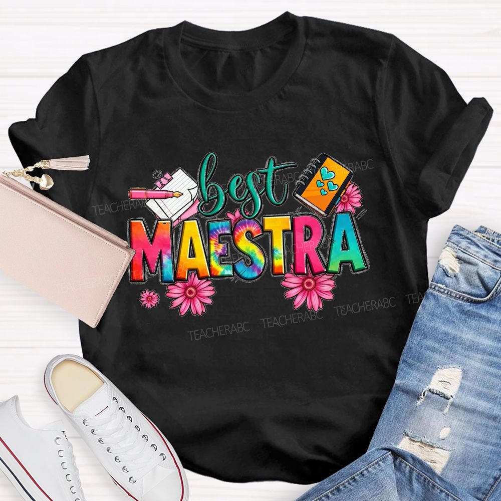 Best Maestra Life Happy Vibes Teacher T-shirt