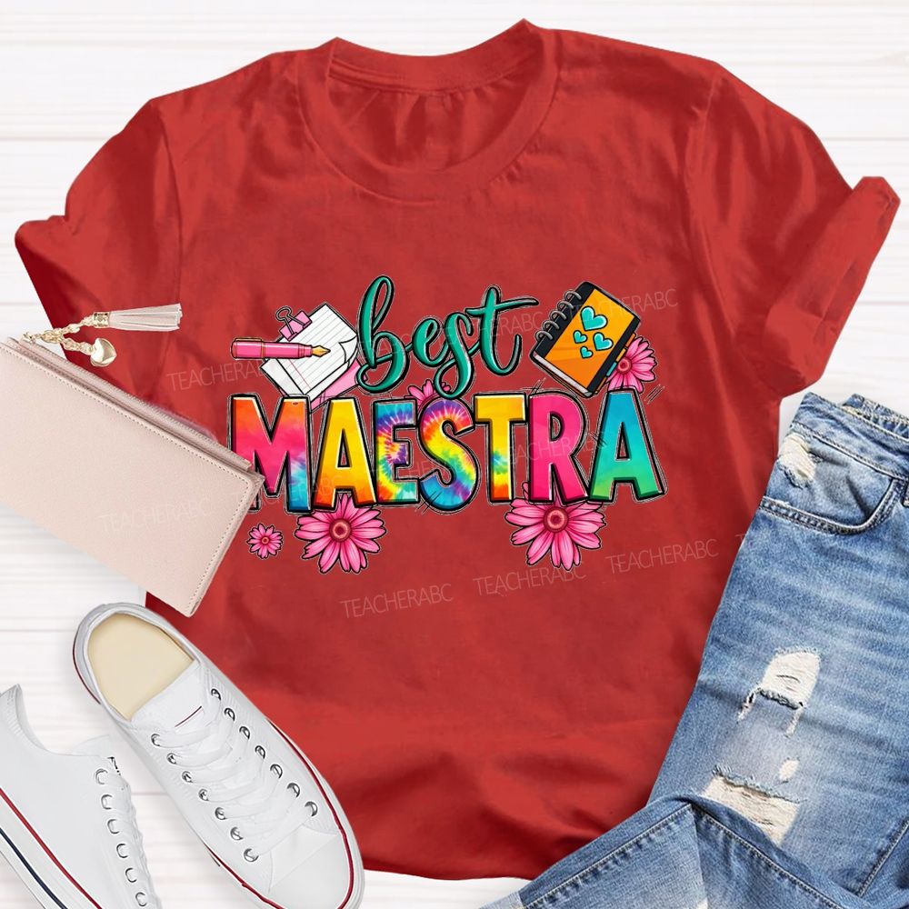 Best Maestra Life Happy Vibes Teacher T-shirt
