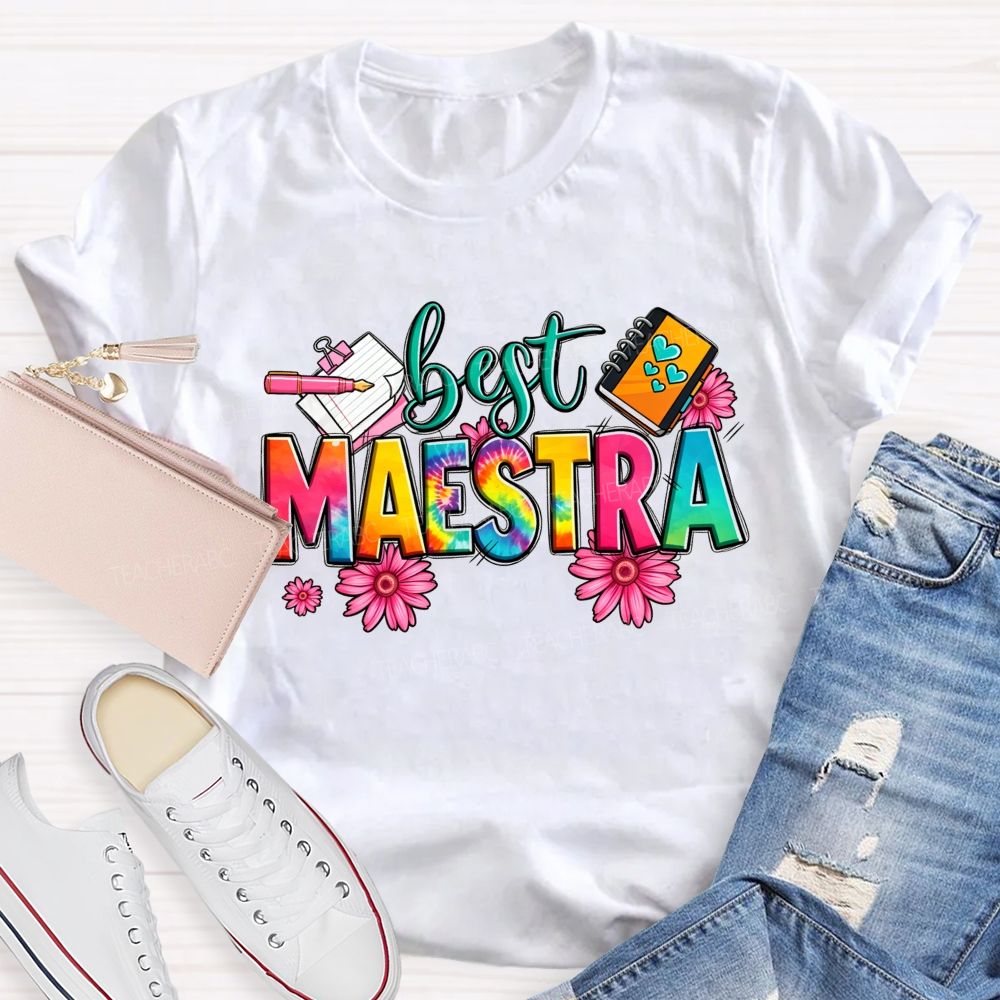 Best Maestra Life Happy Vibes Teacher T-shirt
