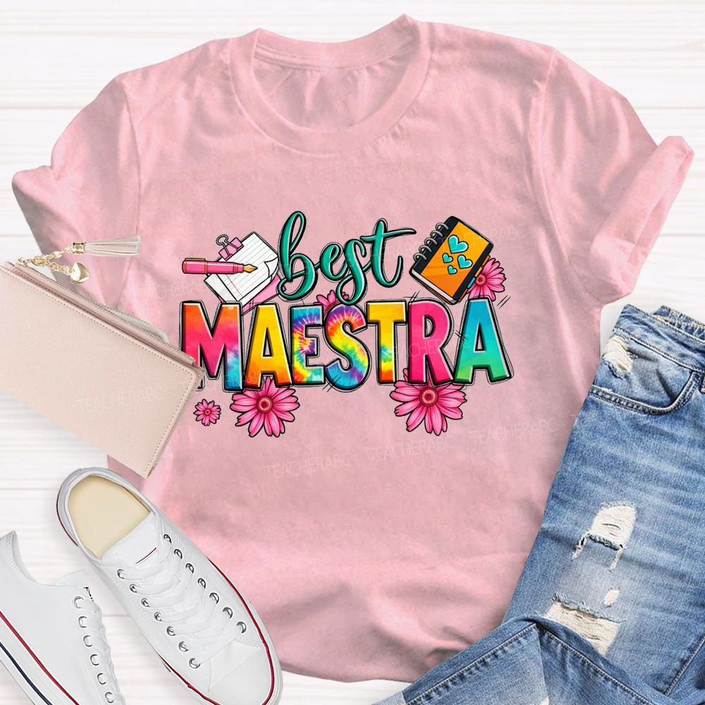 Best Maestra Life Happy Vibes Teacher T-shirt