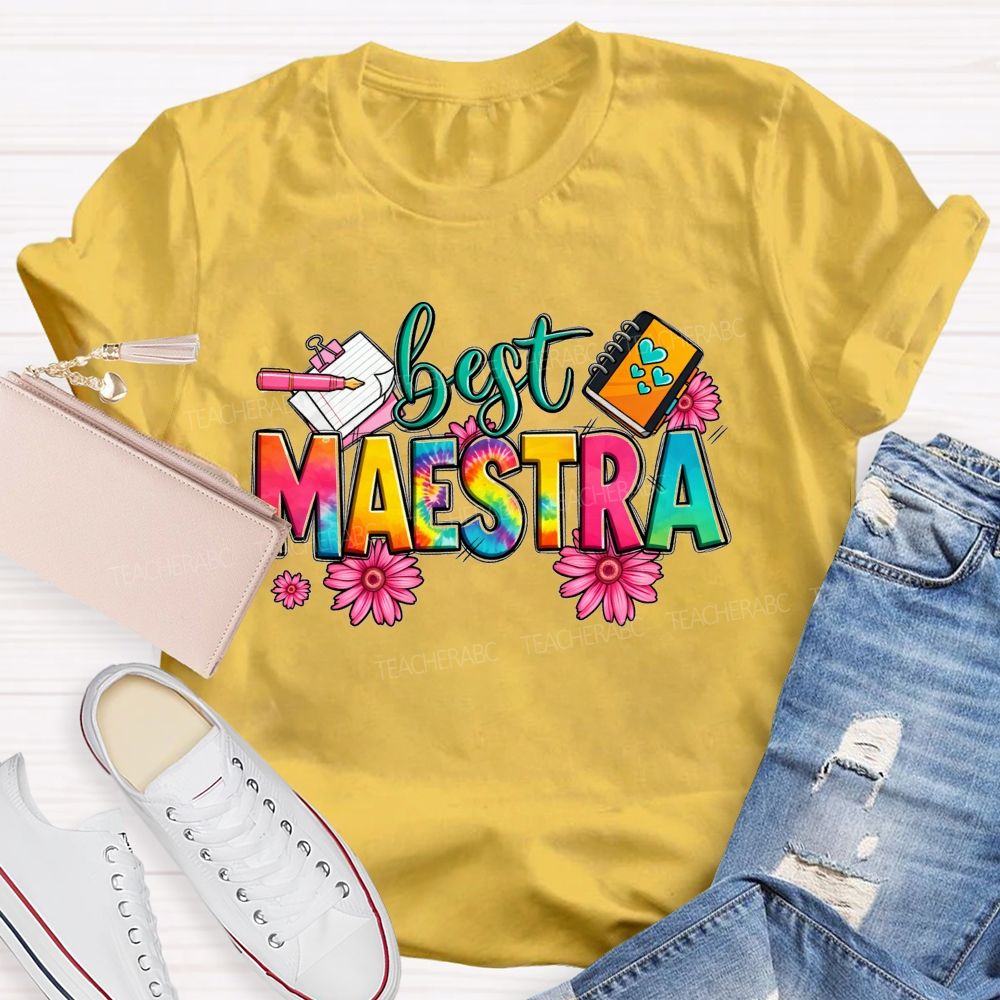 Best Maestra Life Happy Vibes Teacher T-shirt