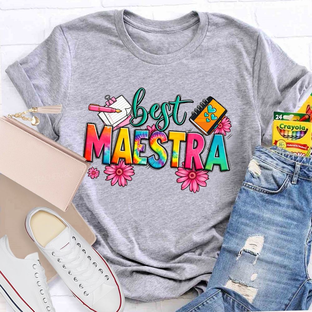 Best Maestra Life Happy Vibes Teacher T-shirt