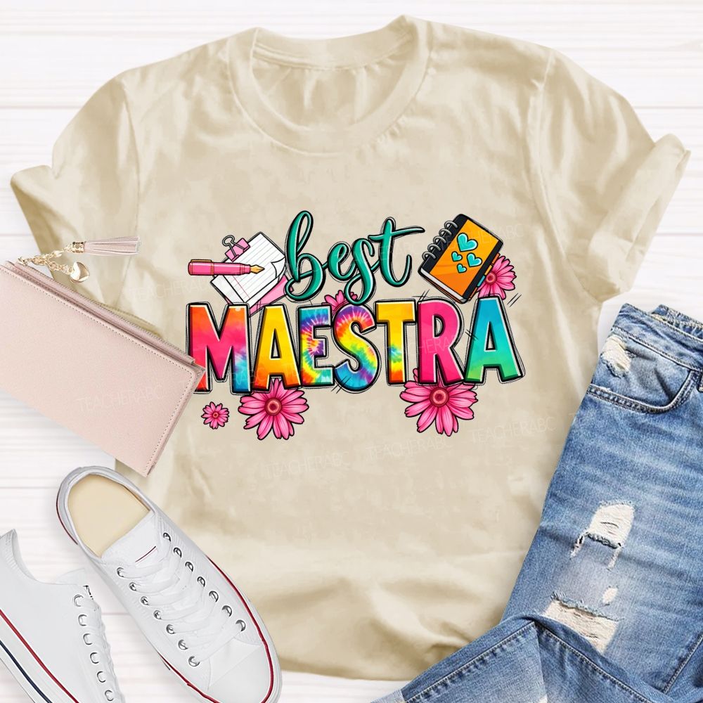 Best Maestra Life Happy Vibes Teacher T-shirt