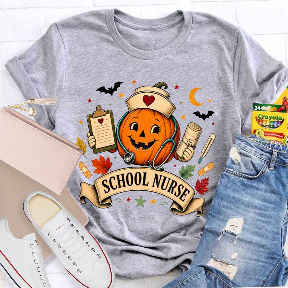 Pumpkin School Nurse Vibes Halloween T-shirt