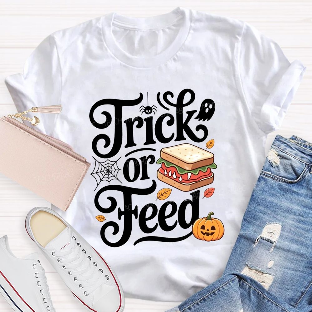 Trick Or Feed Spooky Sandwich Lunch Lady T-shirt