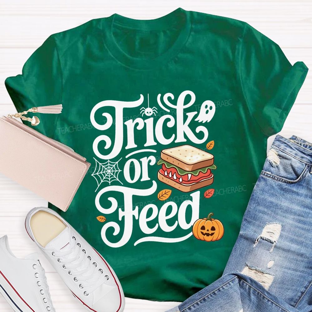 Trick Or Feed Spooky Sandwich Lunch Lady T-shirt