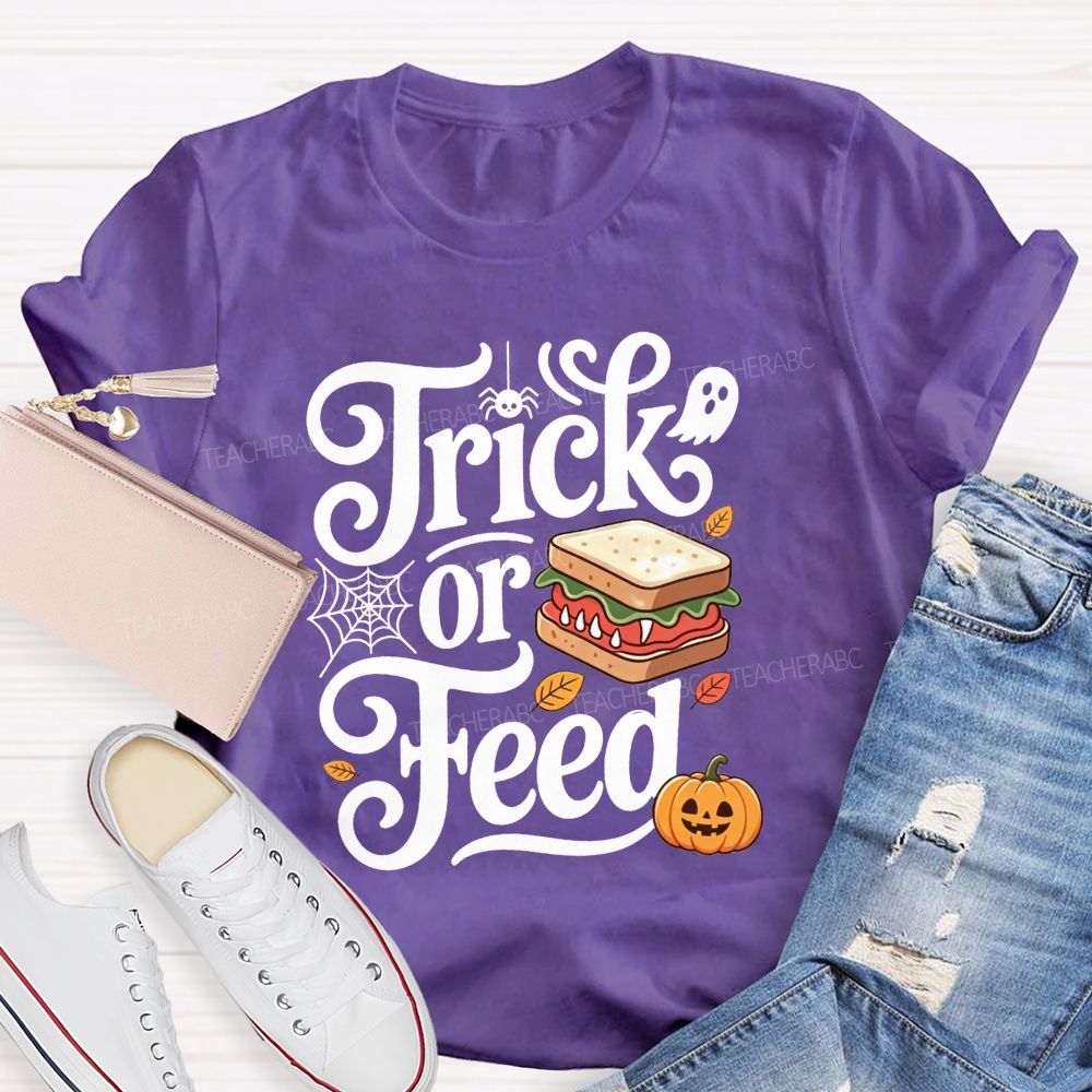 Trick Or Feed Spooky Sandwich Lunch Lady T-shirt