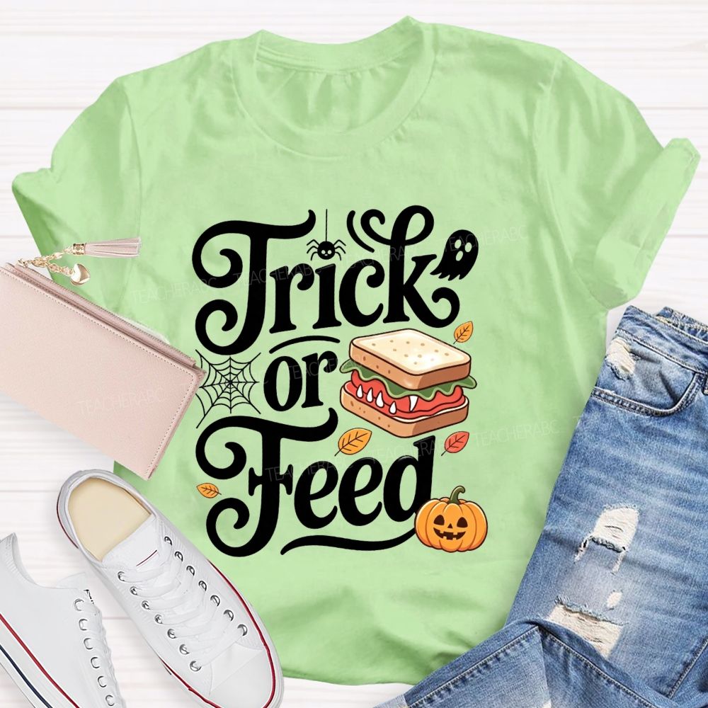 Trick Or Feed Spooky Sandwich Lunch Lady T-shirt
