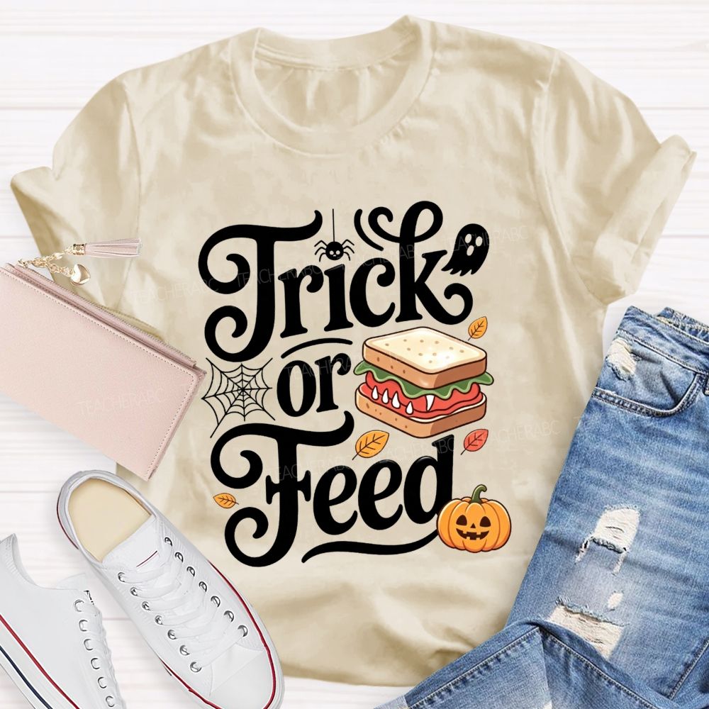 Trick Or Feed Spooky Sandwich Lunch Lady T-shirt