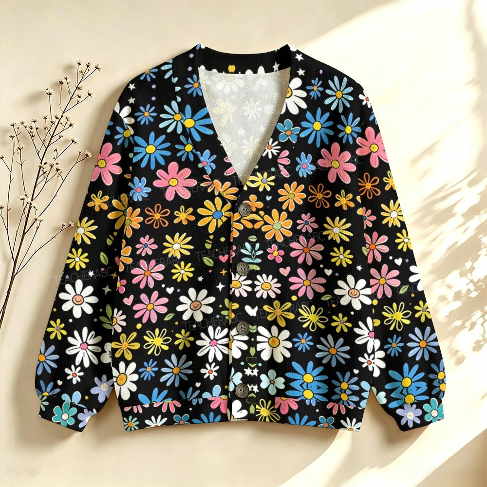 Bloom Every Mind Floral Teacher Sweater-Style Cardigan