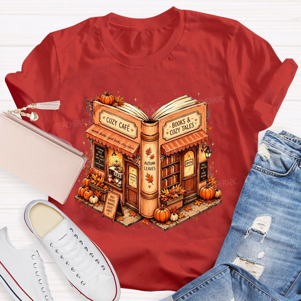 Cozy Cafe Books And Cozy Tales Teacher T-shirt