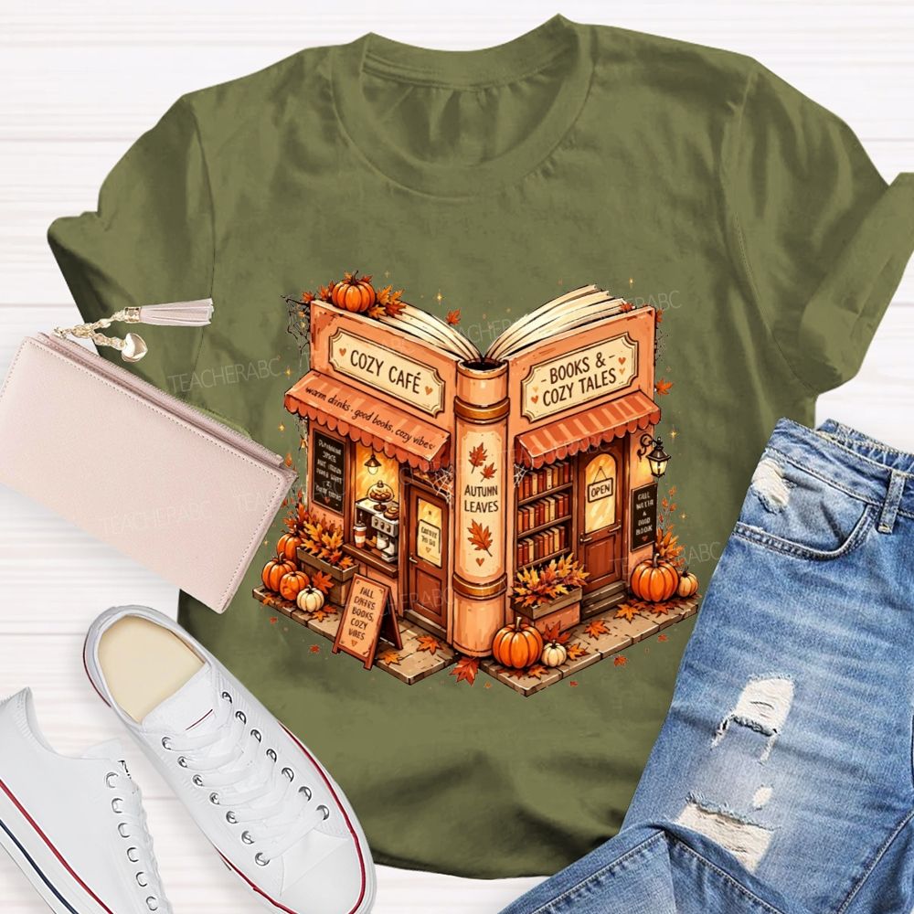 Cozy Cafe Books And Cozy Tales Teacher T-shirt