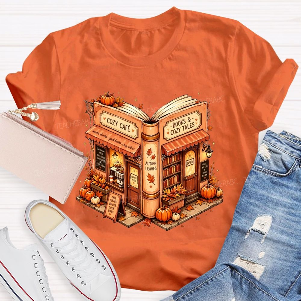 Cozy Cafe Books And Cozy Tales Teacher T-shirt