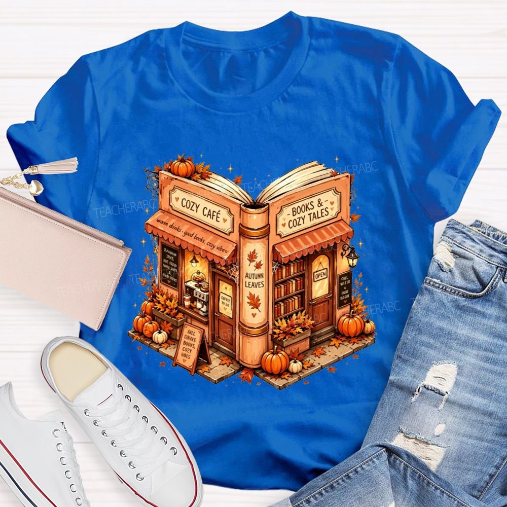 Cozy Cafe Books And Cozy Tales Teacher T-shirt