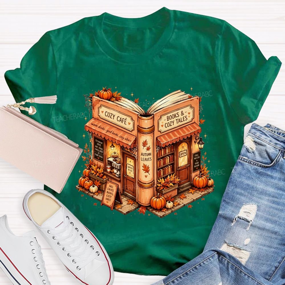 Cozy Cafe Books And Cozy Tales Teacher T-shirt