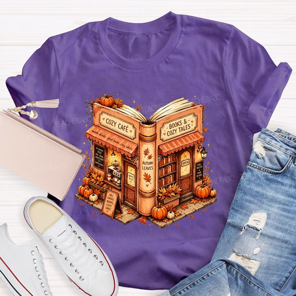 Cozy Cafe Books And Cozy Tales Teacher T-shirt