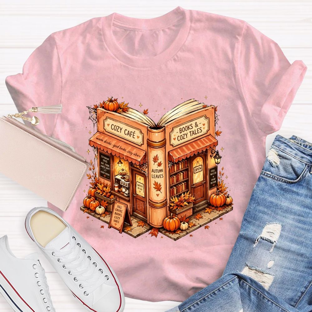Cozy Cafe Books And Cozy Tales Teacher T-shirt
