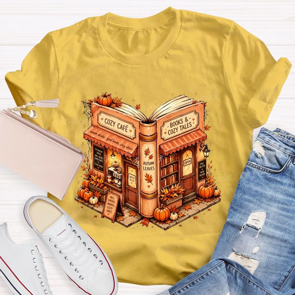 Cozy Cafe Books And Cozy Tales Teacher T-shirt
