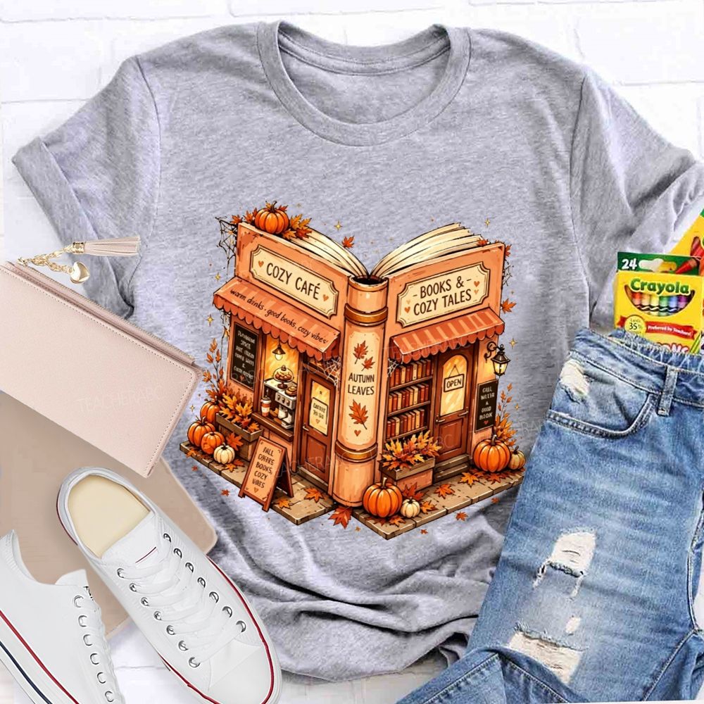 Cozy Cafe Books And Cozy Tales Teacher T-shirt