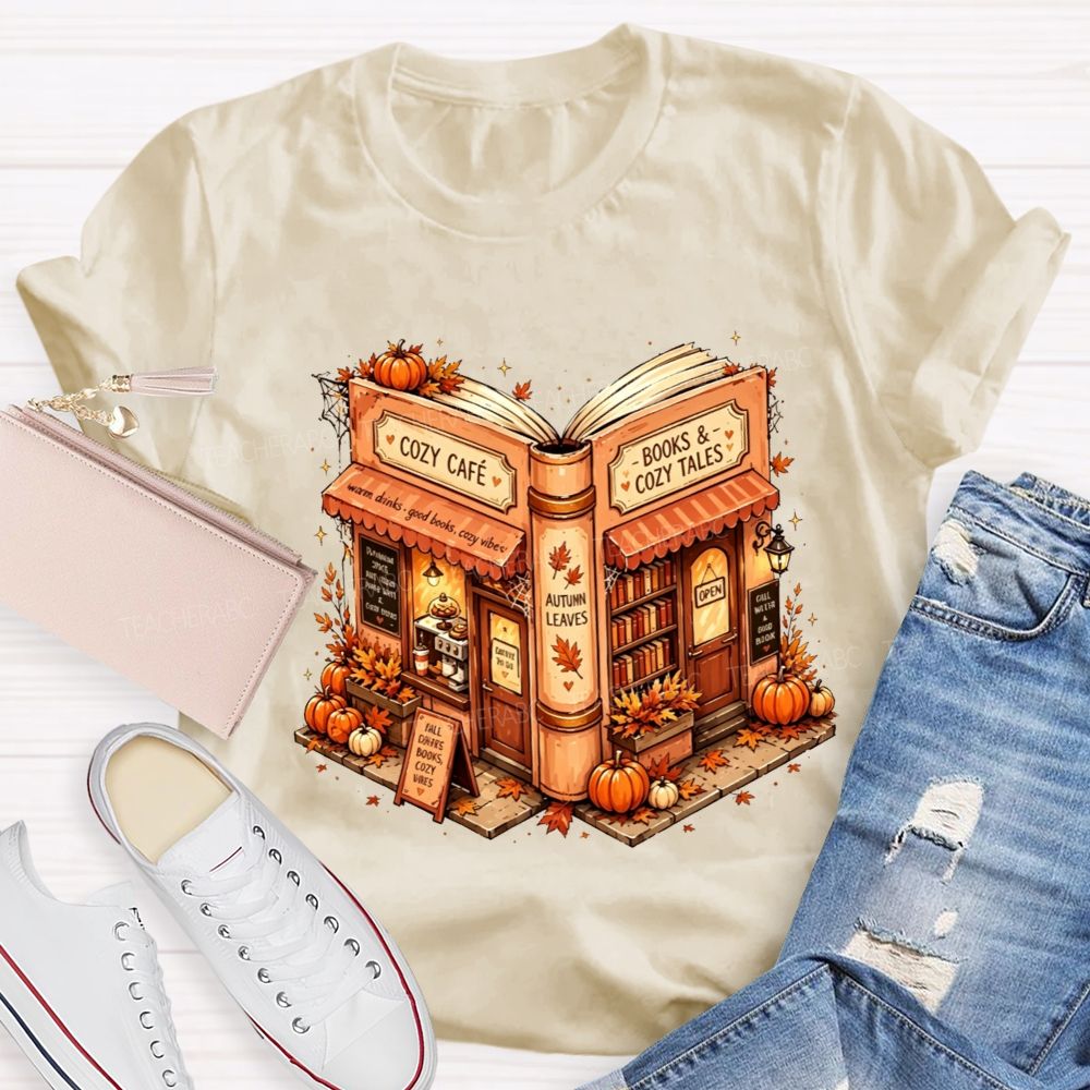 Cozy Cafe Books And Cozy Tales Teacher T-shirt