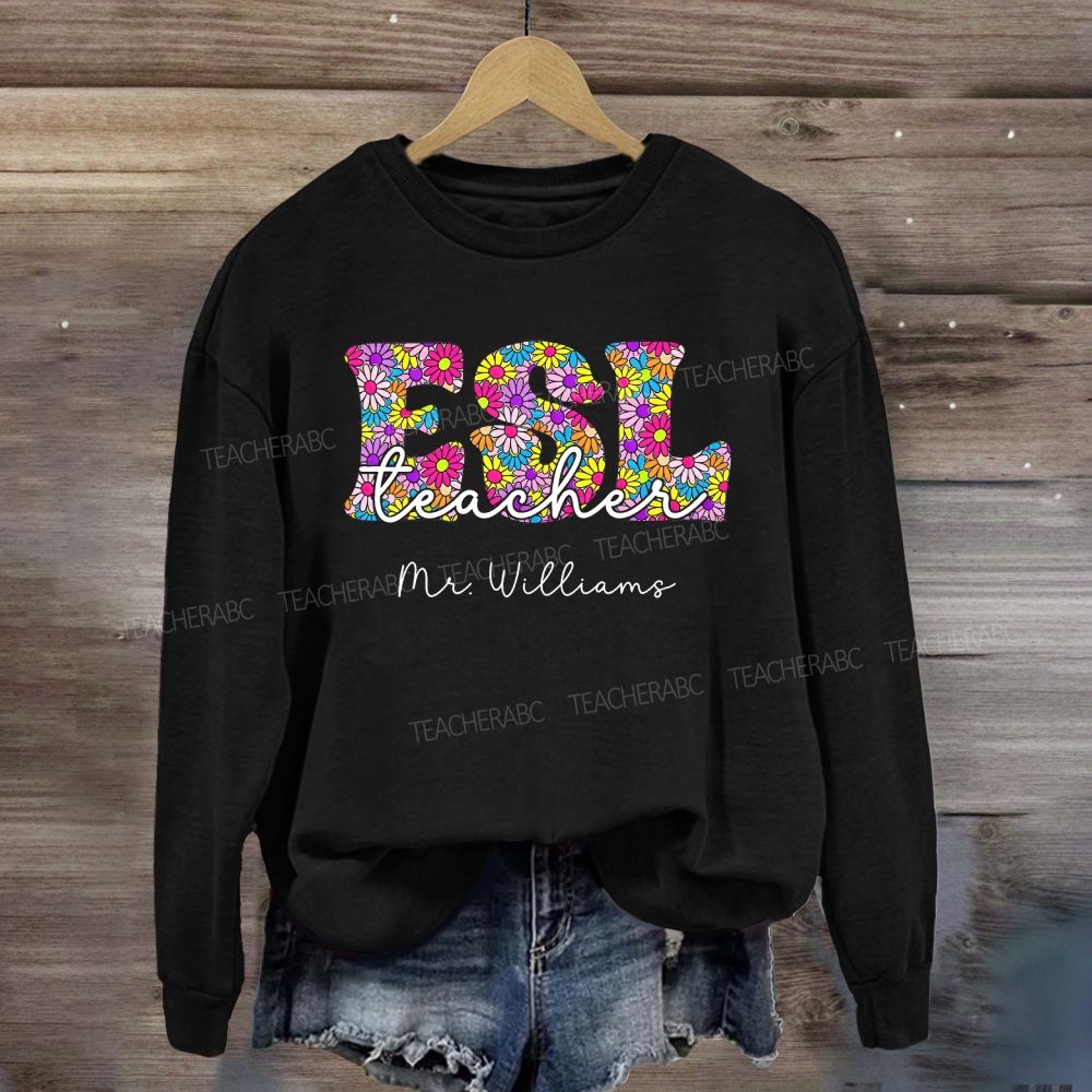 Personalized Name Floral ESL Sweatshirt