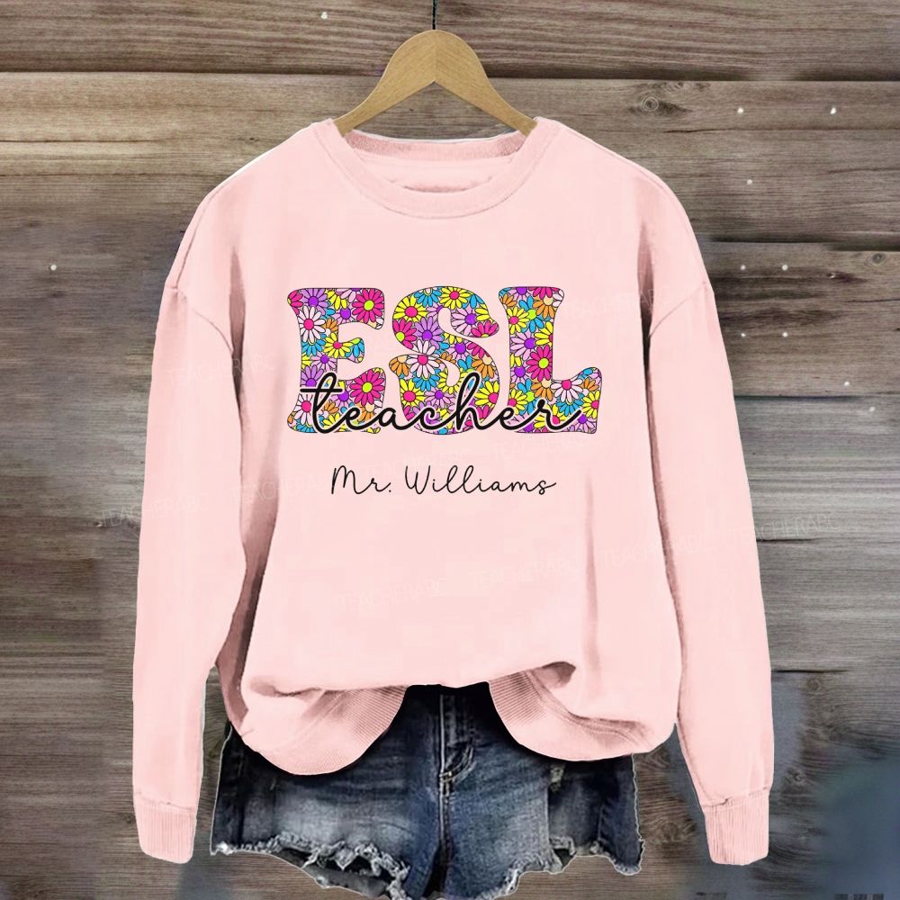 Personalized Name Floral ESL Sweatshirt