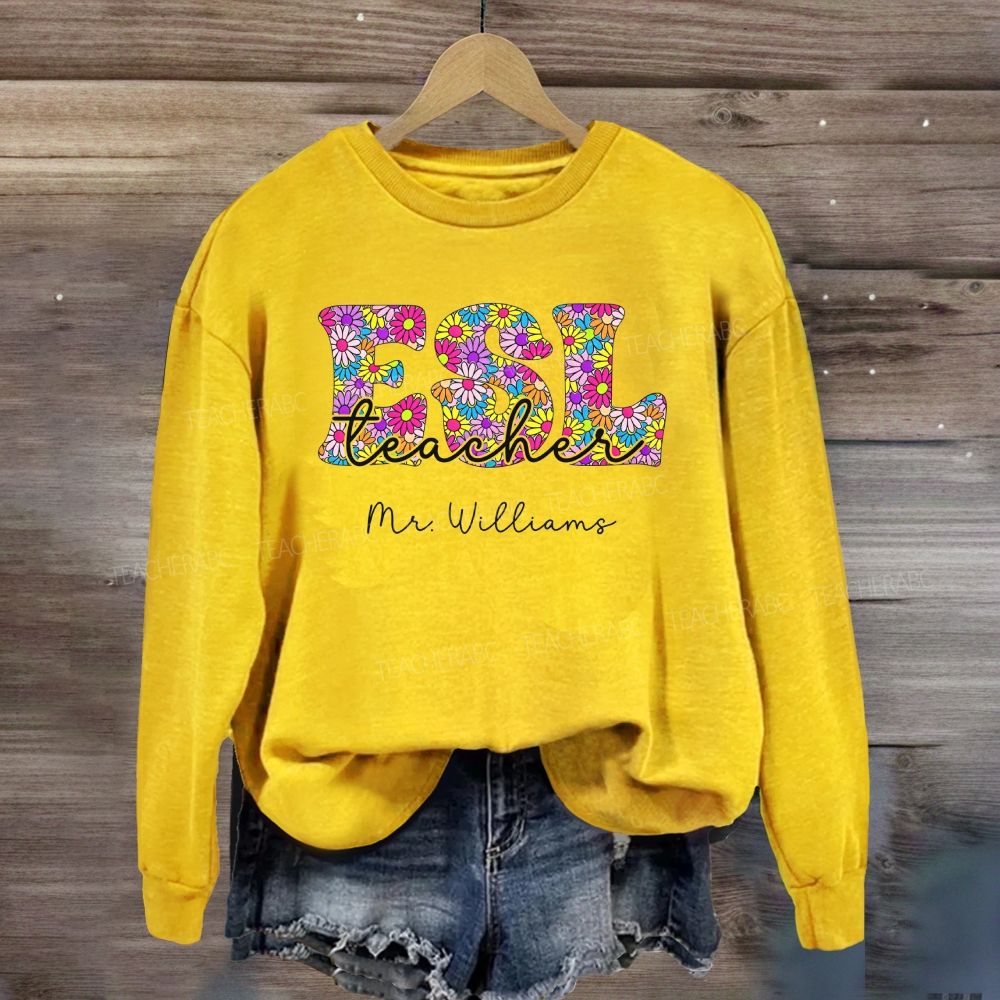 Personalized Name Floral ESL Sweatshirt