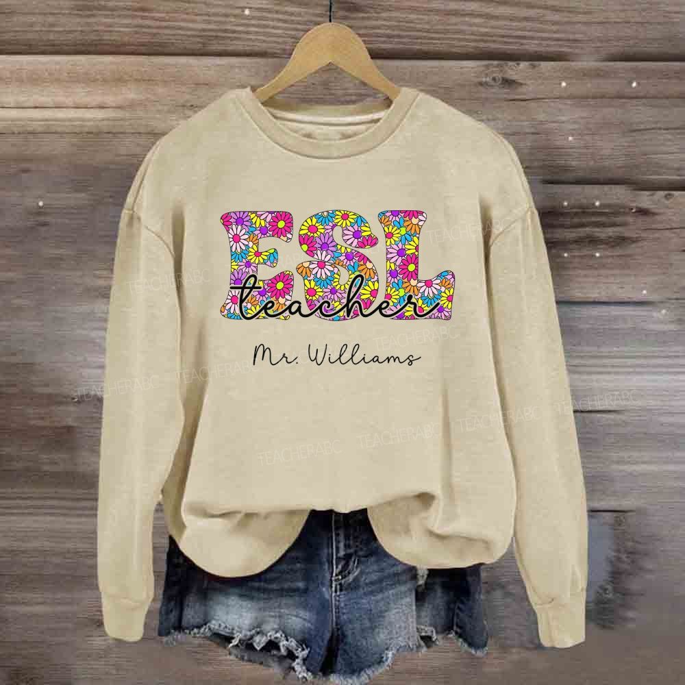 Personalized Name Floral ESL Sweatshirt