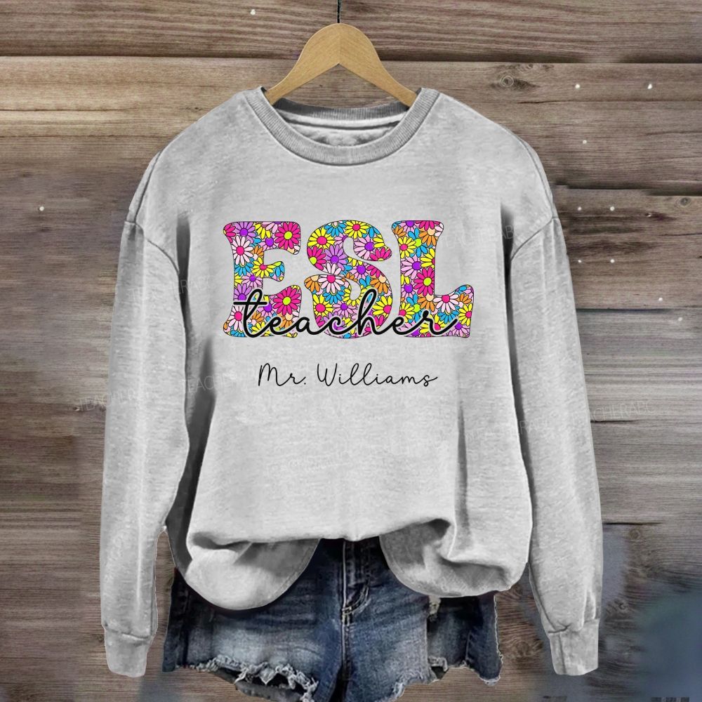 Personalized Name Floral ESL Sweatshirt