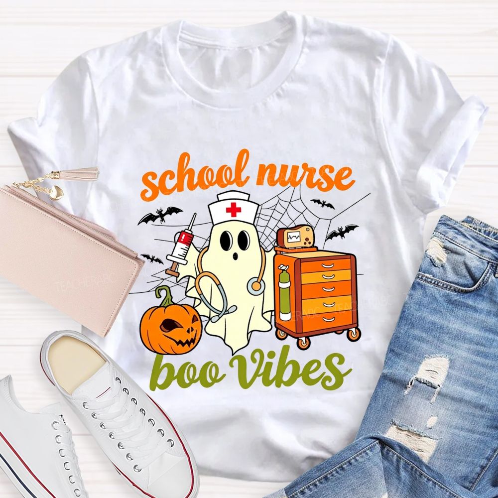 School Nurse Boo Vibes Halloween Spooky Healing Mode T-shirt
