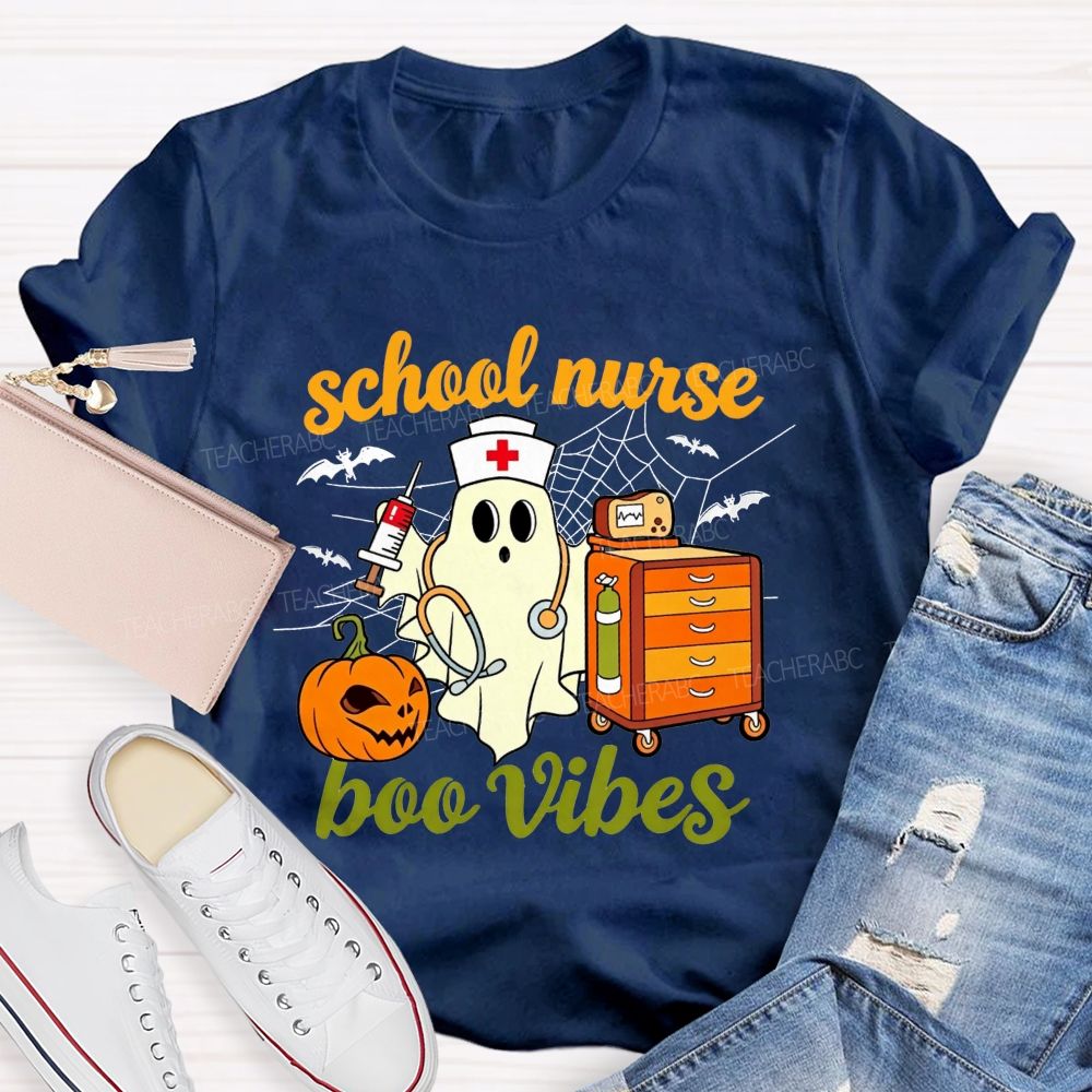 School Nurse Boo Vibes Halloween Spooky Healing Mode T-shirt