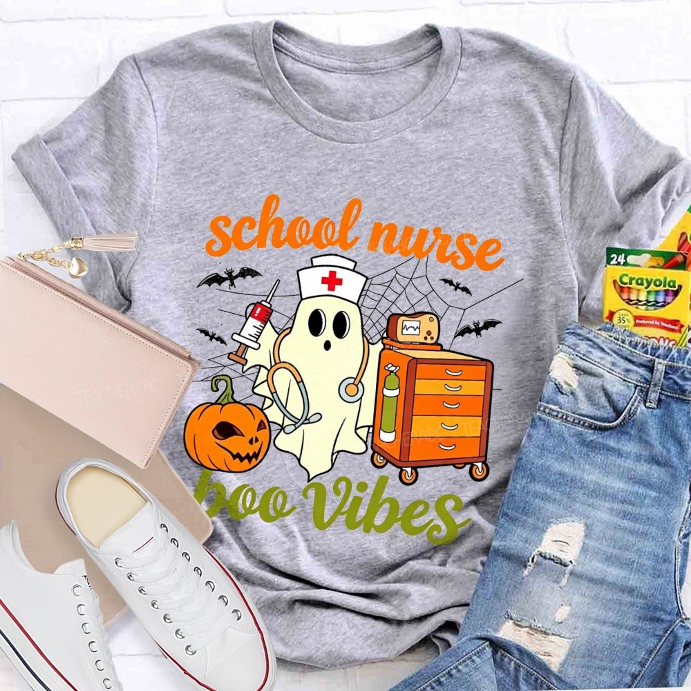School Nurse Boo Vibes Halloween Spooky Healing Mode T-shirt