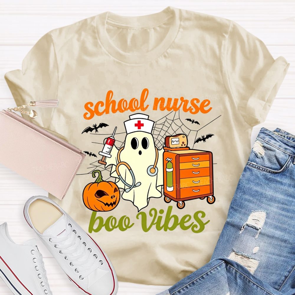 School Nurse Boo Vibes Halloween Spooky Healing Mode T-shirt