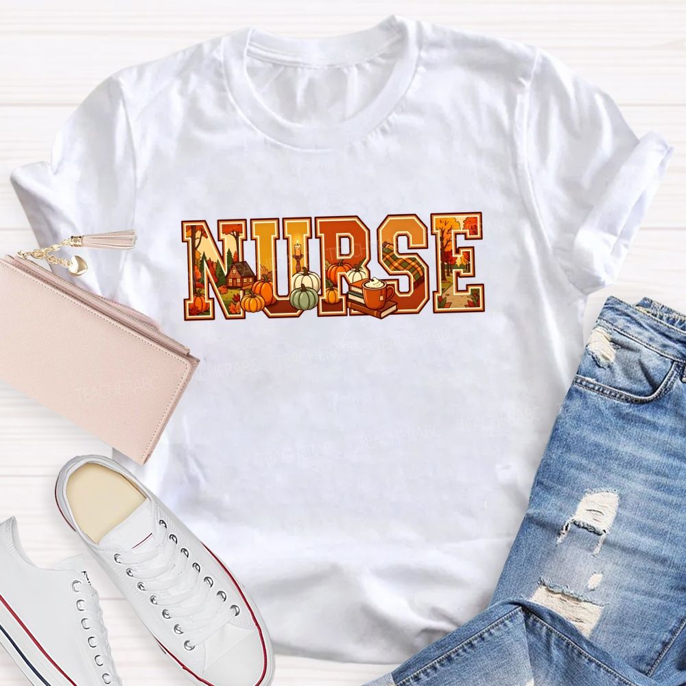 Pumpkins Fall Scenes And Proud Nurse T-shirt